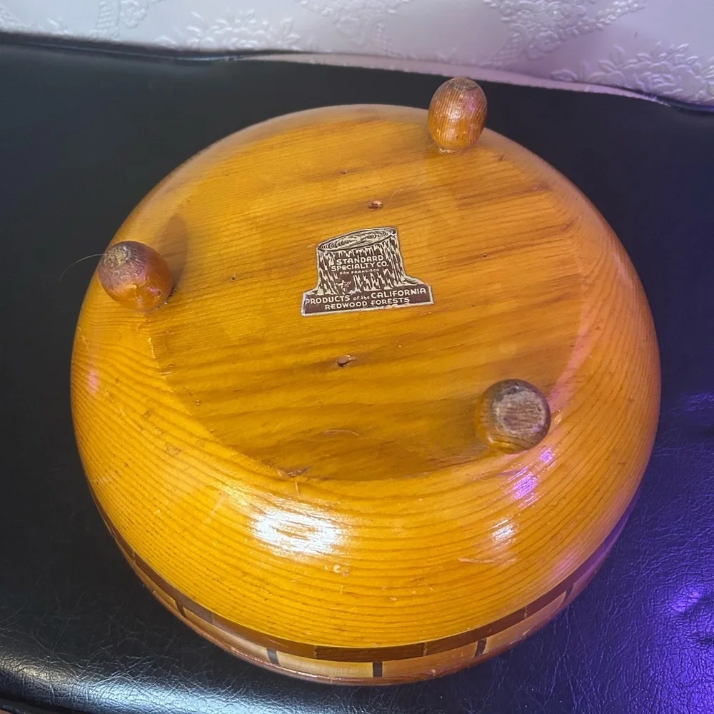 Vintage California segmented redwood bowl